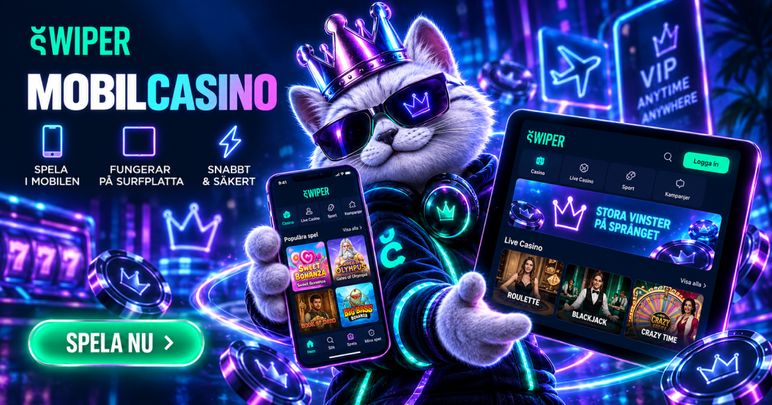 Swiper Casino mobil och app för slots, live casino och spel pÄ mobilen